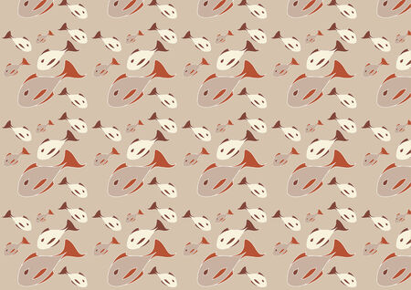 Vector illustration of mid-century modern 1950's style abstract fish pattern. Retro abstract Background.のイラスト素材
