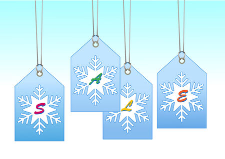 Vector Illuctration of  label/tags with snowflake shape. You can use it for christmas shopping conceptのイラスト素材