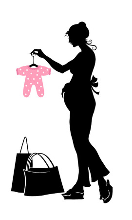 Vector illustration of pregnant woman during the shopping. のイラスト素材