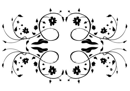 Vector illustraition of retro abstract floral swirl elementsのイラスト素材