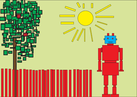 Vector illustration of funky Retro red robotのイラスト素材
