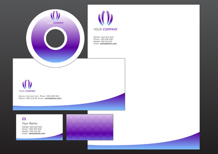 Vector illustration of modern, business design elements. Includes the design for bussiness card, letterhead, CD label and envelope.のイラスト素材