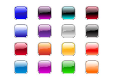 Vector illustration of modern, shiny, square buttons.のイラスト素材