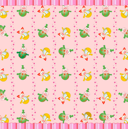 Vector illustration of funky retro background with cute little clownsのイラスト素材