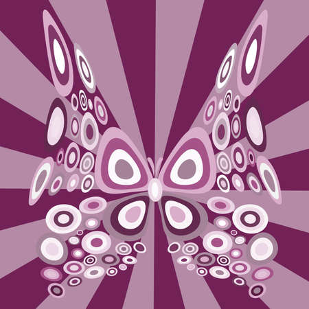 Vector illustration of stylized  butterfly with retro circle shapes designのイラスト素材