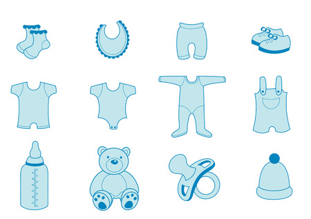 Vector illustration set of baby Clothing and Accessories Iconsのイラスト素材