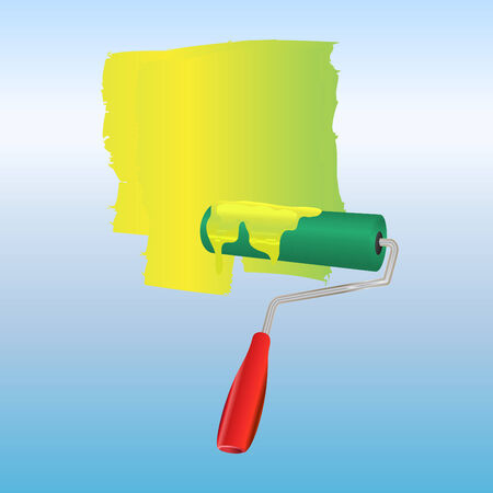  Illustration of the color brush/roller, drawing on the wall.のイラスト素材