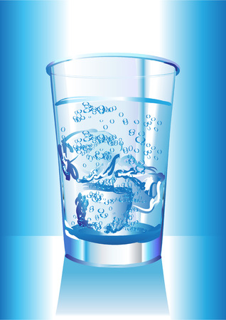 Illustration of the water glass with ice cubes.のイラスト素材