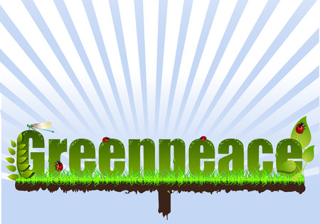 Vector Illustration of beautiful nature background decorated with ladybirds and dragonfly.のイラスト素材