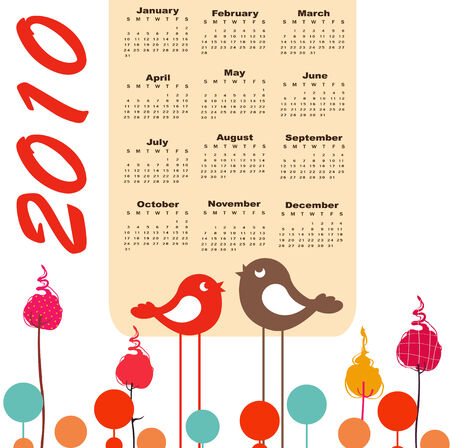 Vector Illustration of retro stylish design Calendar for 2010のイラスト素材