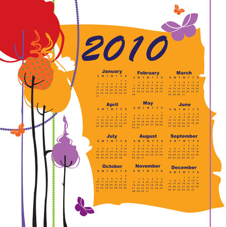 Vector Illustration of retro style design Calendar for 2010のイラスト素材
