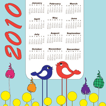 Vector Illustration of retro stylish design Calendar for 2010のイラスト素材