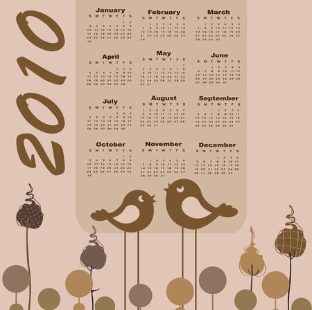 Vector Illustration of retro stylish design Calendar for 2010のイラスト素材