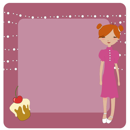 Illustration of cool invitation frame with funky Young girlのイラスト素材