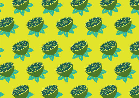 illustration of funky lemons pattern on the yellow backgroundのイラスト素材