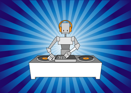 Illustration of dj robot on the beautiful, modern background.のイラスト素材