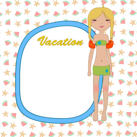 Vector Illustration of funny Kiddie style design summer background のイラスト素材