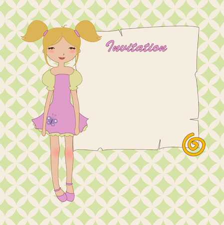 cool invitation frame with funky Young girlのイラスト素材