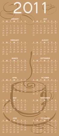   Illustration of coffee style design Calendar for 2011のイラスト素材