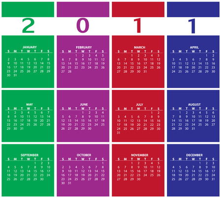   Illustration of style design Colorful Calendar for 2011のイラスト素材