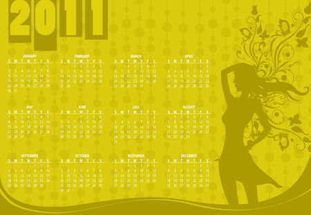  Illustration of style design Calendar for 2011 With sexy girlのイラスト素材