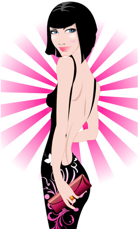  illustration of beautiful woman in the disco style.のイラスト素材