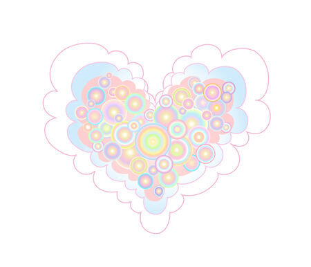 Vector illustration of  heart shape made up a lot of multicolored soap bubble. Good for Valentine's Day card.のイラスト素材