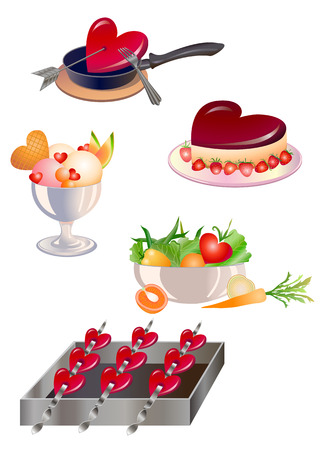 Vector illustration of food design elements for  valentine`s day greeting cardsのイラスト素材