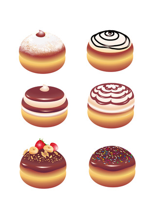Vector illustration of different kinds donut icons. Good for funny greeting cardsのイラスト素材