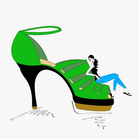 Vector Illustration of funky beautiful sexy girl with cool Smart Shoeのイラスト素材