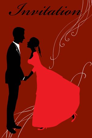 Vector illustration of funky invitation with cool young sexy coupleのイラスト素材