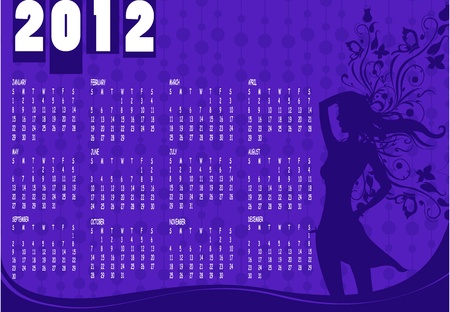 Illustration of style design Calendar for 2012 With sexy girlのイラスト素材