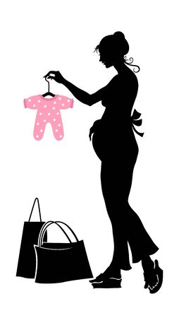illustration of pregnant woman during the shopping  の写真素材