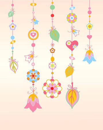 Illustration of   Decorative Wind Chimes with floral ornament designの写真素材