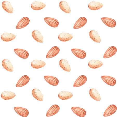 Seamless pattern. Almonds. Watercolor vintage illustration. For your design. Suitable for the design...
