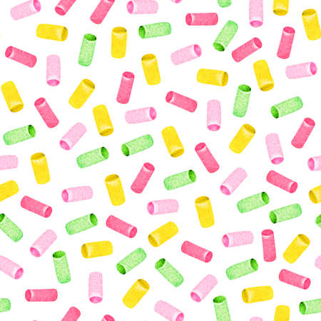 Confetti. Seamless pattern. Watercolor illustration. Isolated on a white background. For designの写真素材