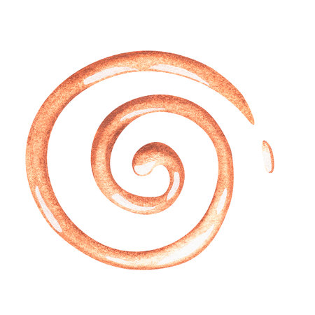 Toffee with caramel streaks. Watercolor illustration. Isolated on a white background. For design.の写真素材