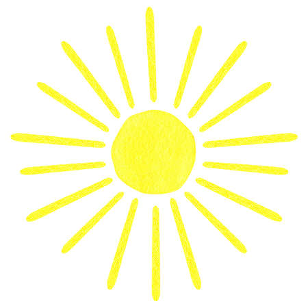 the sun. watercolor illustration. isolated on a white background. For your design stickers, children's clothing and accessories, packaging of bathroom products.の写真素材