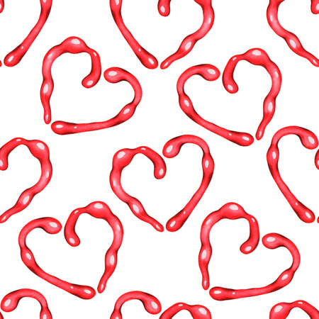Heart Seamless Pattern. watercolor illustration. isolated on a white background. For your design...