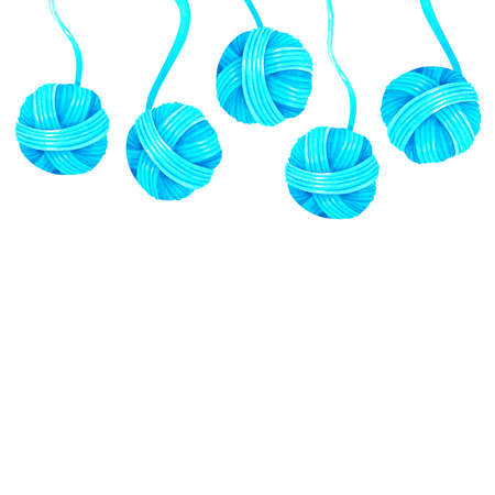 Balls of yarn banner. watercolor illustration. isolated on a white background. For your design...