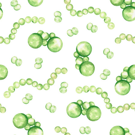 Bacteria seamless pattern. watercolor illustration. isolated on a white background. For design of pharmacy products, educational medical materials, cleaning agents.の写真素材