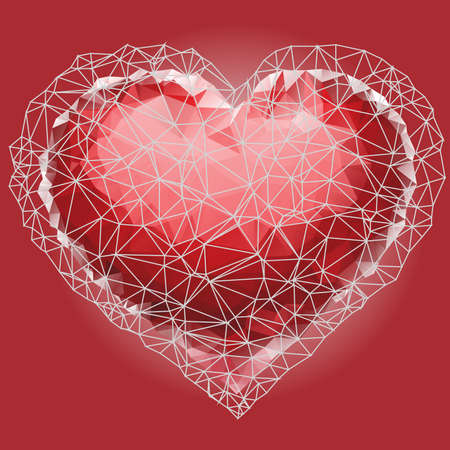 Beautiful Ruby Heart With Polygonal Designのイラスト素材