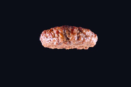 Fried fresh large beef burger isolated on white background. Grilled burger cutlet isolated on black