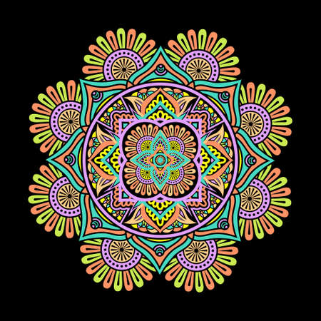 Abstract colorful hand drawn mandalaのイラスト素材