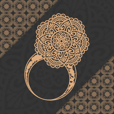 Luxury mandala Ring pattern background with golden arabesque, Arabic Islamic east style. Ramadan Style Decorative mandala. Mandala for printのイラスト素材