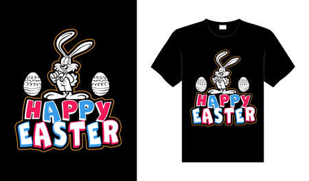Happy Easter Happy Easter Day Typography lettering T-shirt Designのイラスト素材