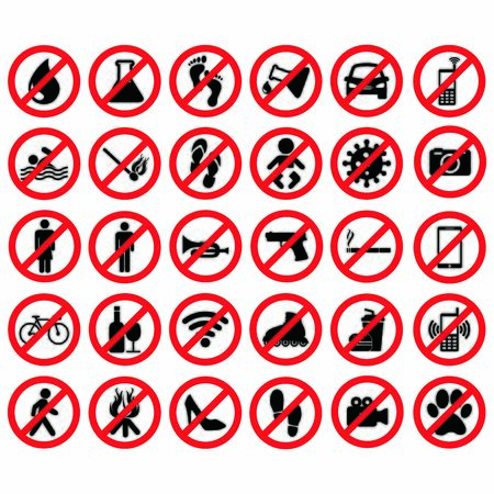 prohibition icon set vector design symbolのイラスト素材