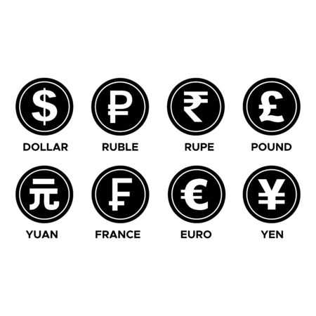 most popular foreign currency icon vector design symbol of moneyのイラスト素材