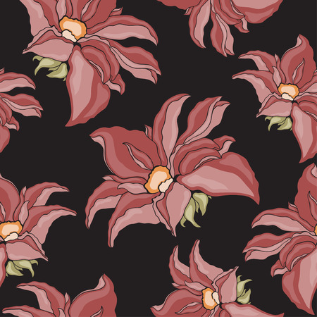 Seamless texture with flowers on a black backgroundのイラスト素材