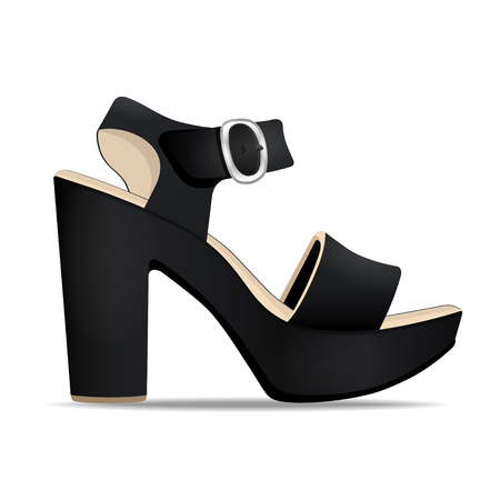Vector shoes, womens black sandals from open-topped and high heels, isolatedのイラスト素材